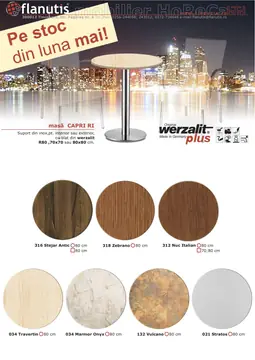 CAPRI RI – masă cu suport inox, pentru interior sau exterior, cu blat Werzalit R80, 70x70 sau 80x80